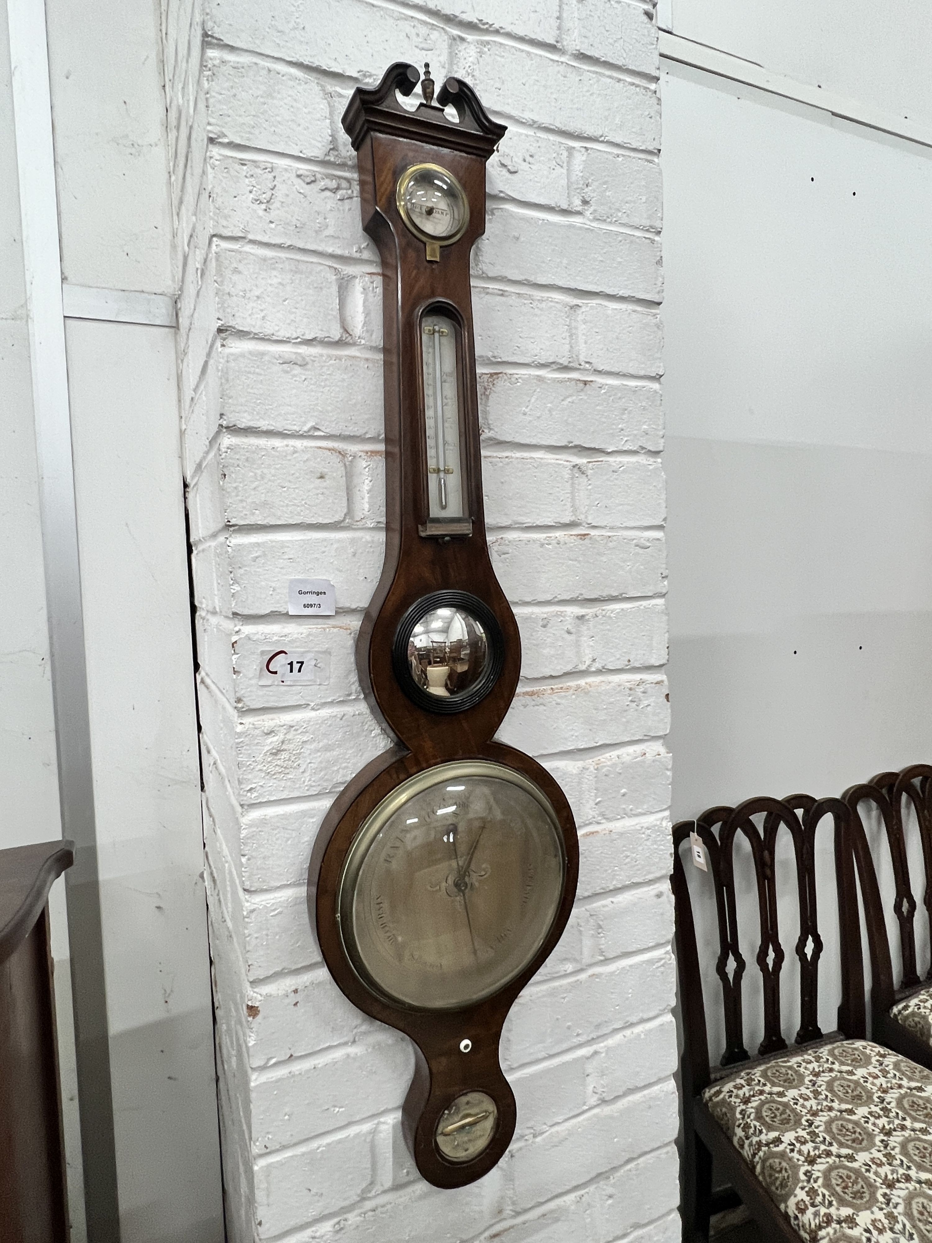 A 19th century mahogany wheel barometer, height 98cm